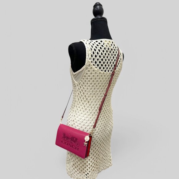 💰SALE💰 NWOT Coach Horse & Carriage Anna Fold-Over Clutch Crossbody + Charm - Picture 7 of 16